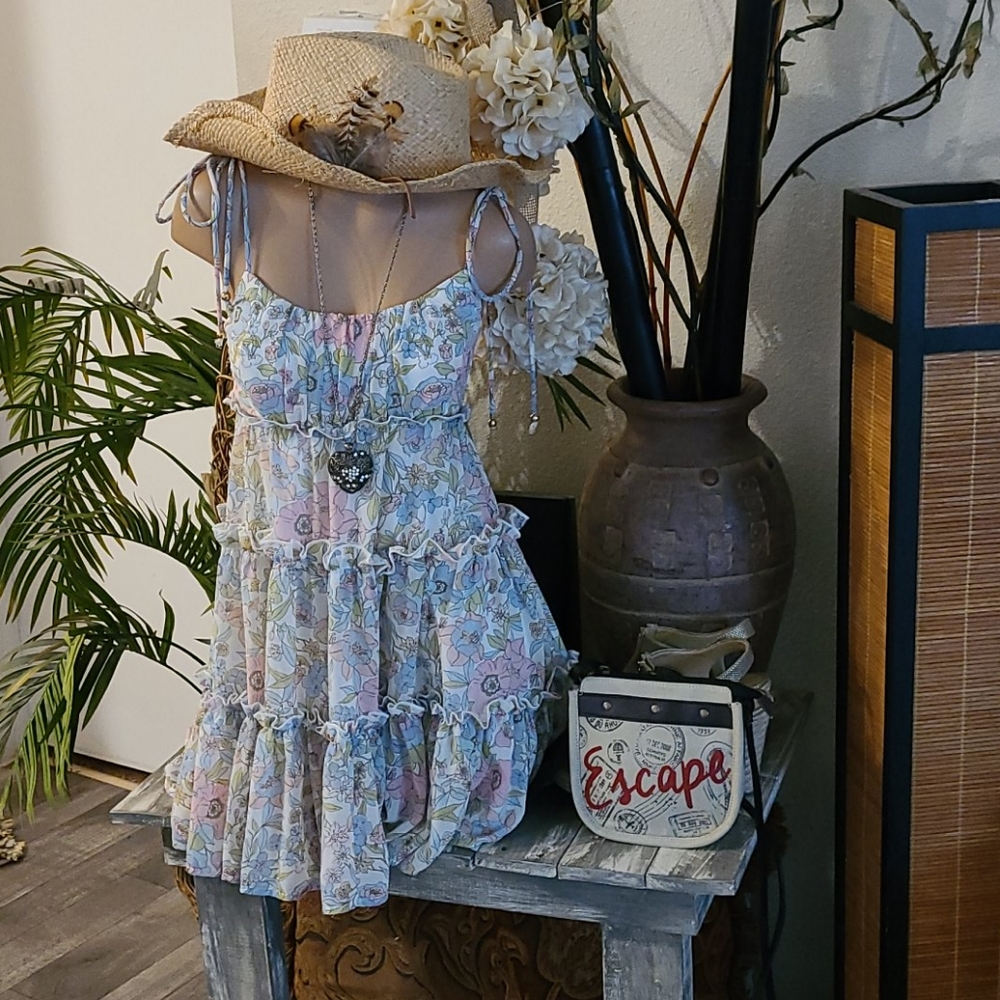 SUMMER NEW  MINI MULTI BO HO FLORAL RUFFLE  DRESS - Picture 2 of 16